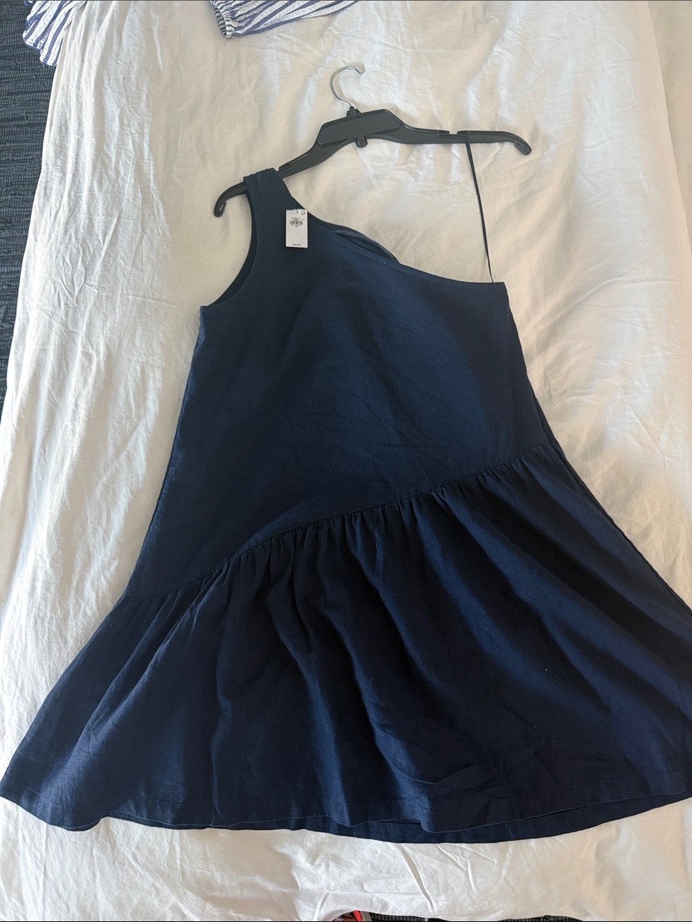 Women’s Navy One-Shoulder Sundress size small linen blend